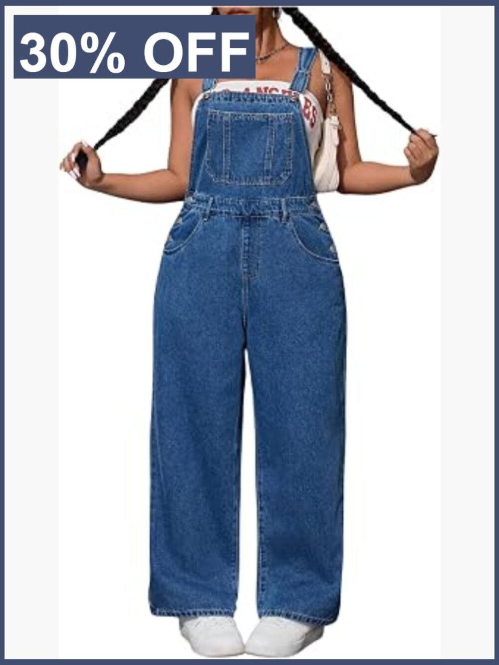 Plus Size Denim Overall Straight Leg Jumpsuit Pockets